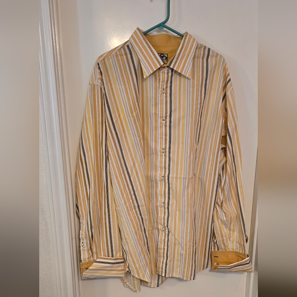#232 Raw Blue men's long sleeve shirt color yellow striped